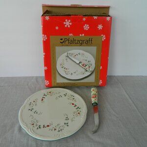 Cheese Tray With Sculpted Server Knife winterberry Plate Pfaltzgraff
